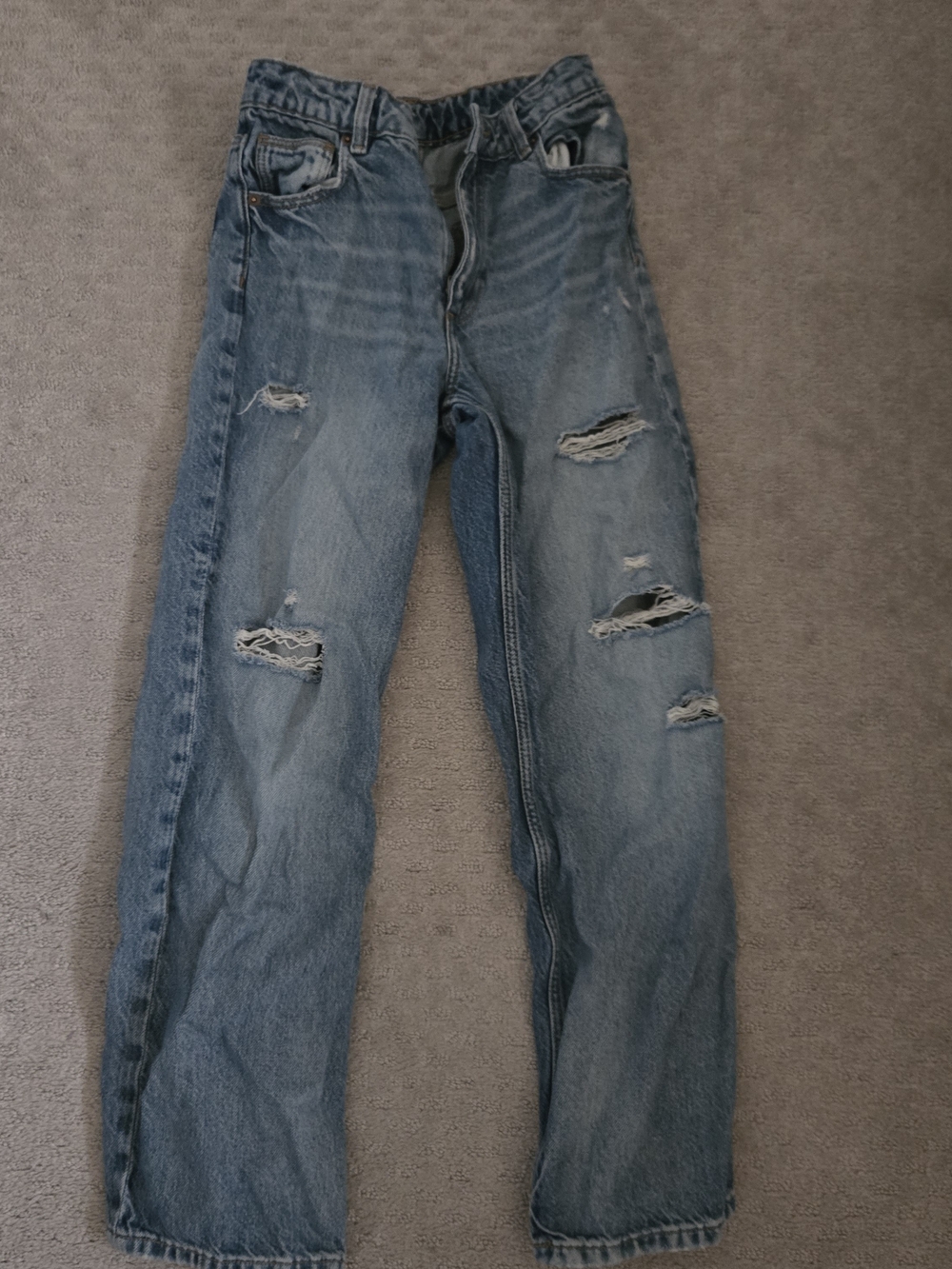 Zara Girl's Light Blue Ripped Relaxed Jeans